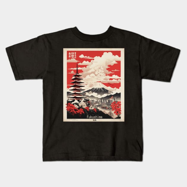 Fukushima Japan Vintage Poster Tourism Kids T-Shirt by TravelersGems